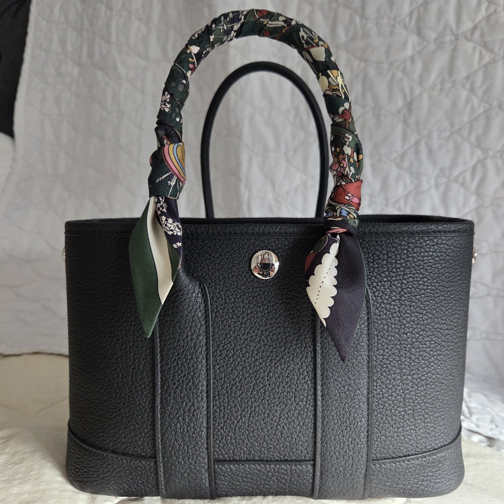 Hermes Neo Garden Party 23, noir & palladium hardware